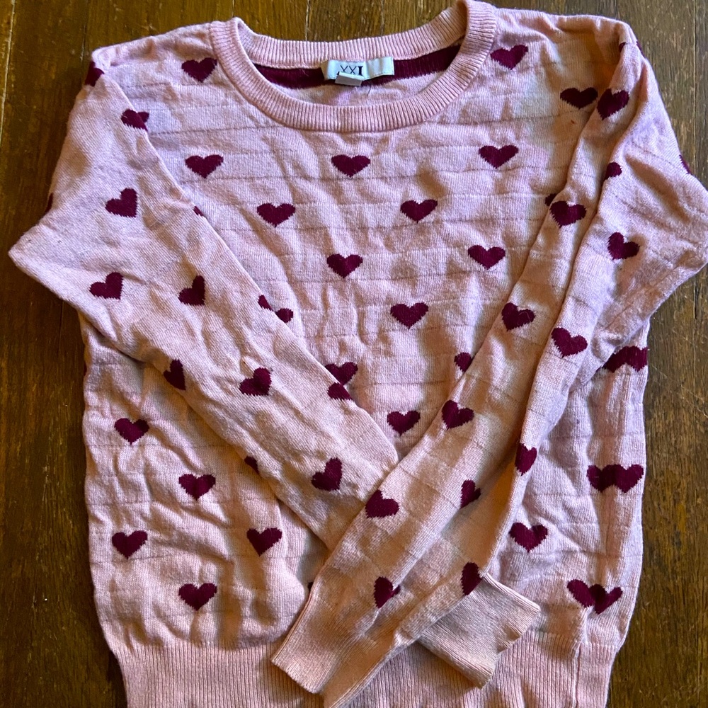 Forever 21 Pink Heart Sweater